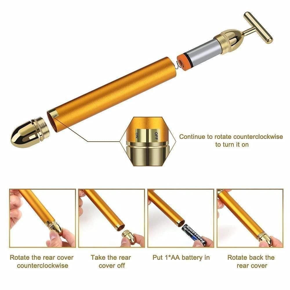 Gold Facial Massage Roller β Electric Vibration Lifting & Toning Bar