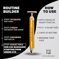 Gold Facial Massage Roller – Electric Vibration Lifting & Toning Bar